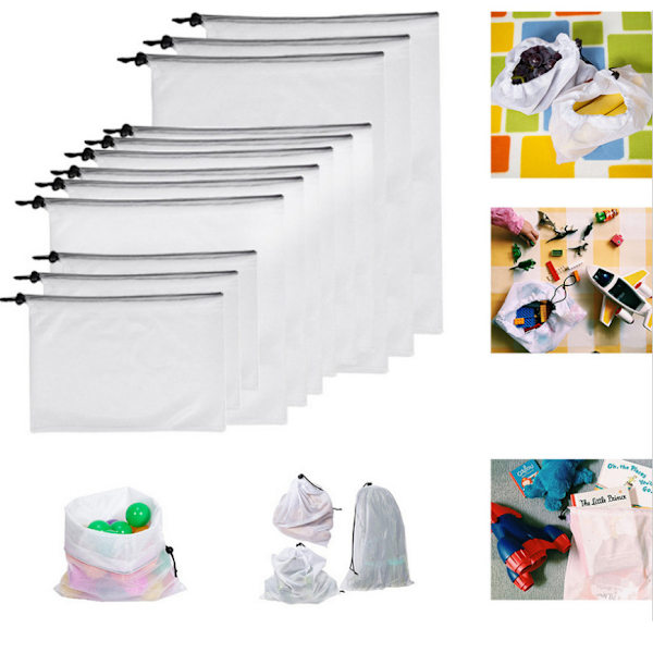 Pakke med 12 Virgin Cotton Craftposer med lynlås, Makeuptaske til fast kosmetisk opbevaring (Hvid, Mørk Sort Lynlås)