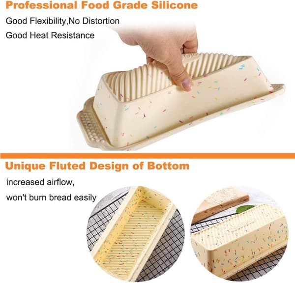 Silikon Brødform, 29 * 13 * 6cm Brødbakeform, Rektangulær Brød- og Kakeform, Non-Stick Bakeform for å Lage Brød, Kaker, Muffins