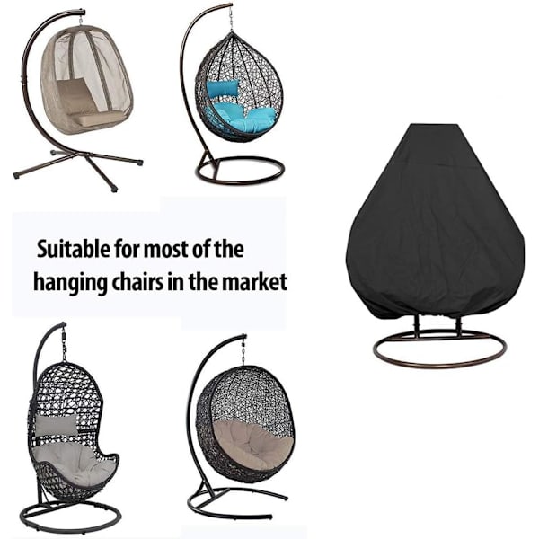 Vattentätt hängande stolsöverdrag i rotting för trädgårdsmöbler - Skyddande överdrag för äggstol - Överdrag i 210D Oxford-polyester med PVC-beläggning