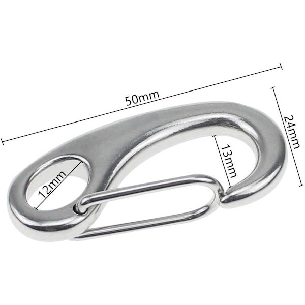 4 st 50 mm rostfritt stål klättring karbinhake spänne silver fjäder snäppkrok för camping vandring eller båtliv