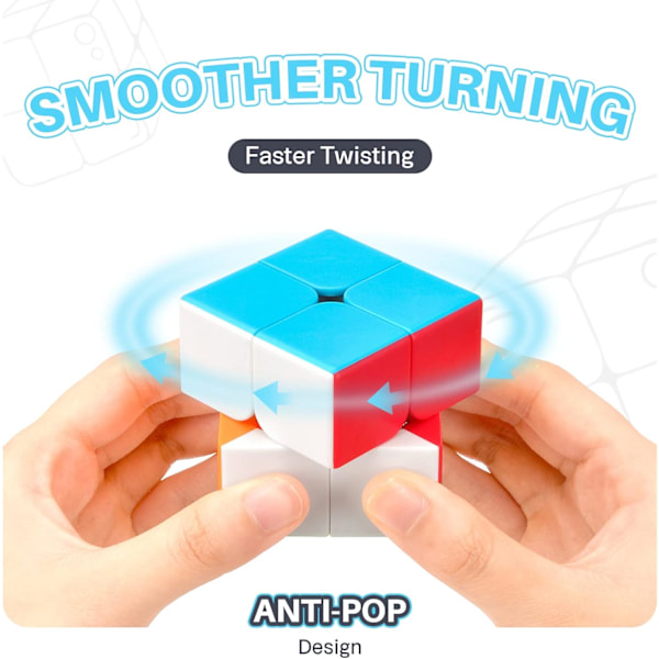 Hastighetsterning 2x2 uten klistremerker, Hastighetsterning 2x2x2 Magisk Terning Julegave til Barn og Voksne (Uten klistremerker)