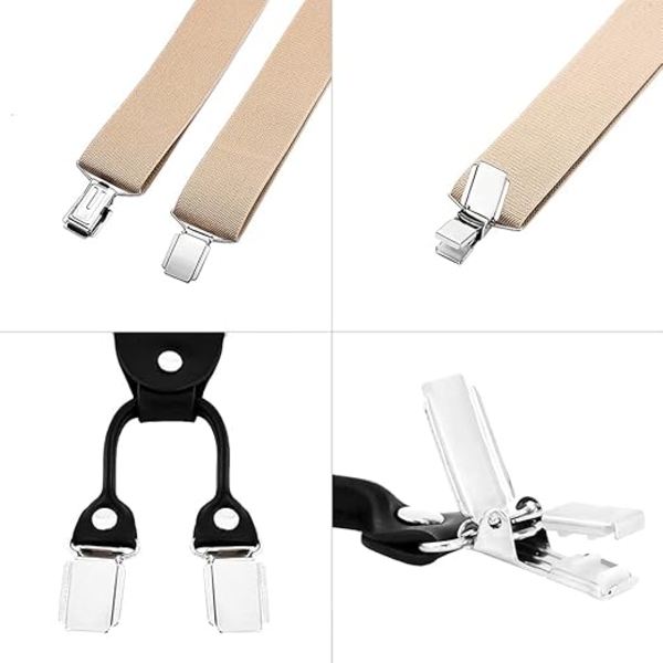 Bred herr hängslen 4 clips i elastisk och justerbar Y-modell läder