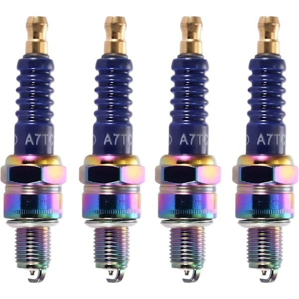 4pcs Blue A7TC High Performance Spark Plug Replacement for Motorcycle Spark Plug Replacement for 50cc 70cc 90cc 110cc Mopeds and ATV 150 Spark Plug R