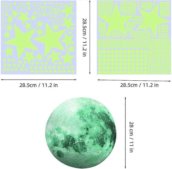 Selvlysende Stjerner Solsystem Planet Måne Veggklistremerker for Barn