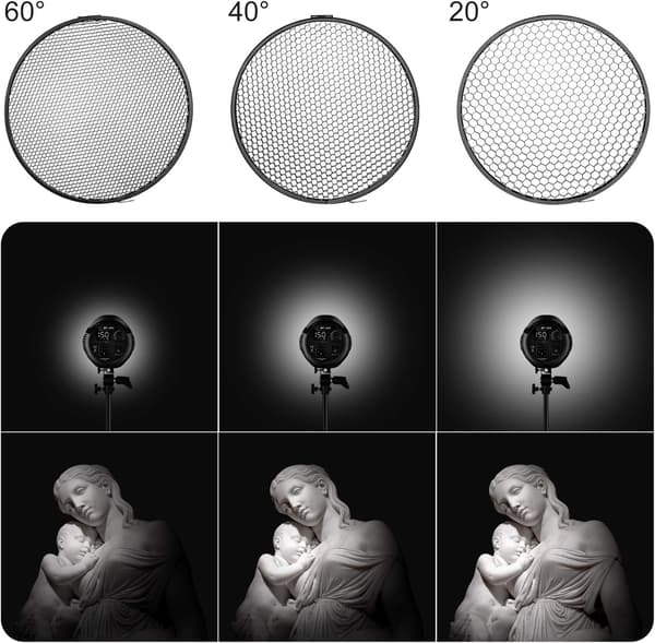 18cm Standard Reflektor Blød Diffusor med 20/40/60 Grads Honningkamgitter til Studioblitz Strobe Spotlys Fotografisk Montering Projektor