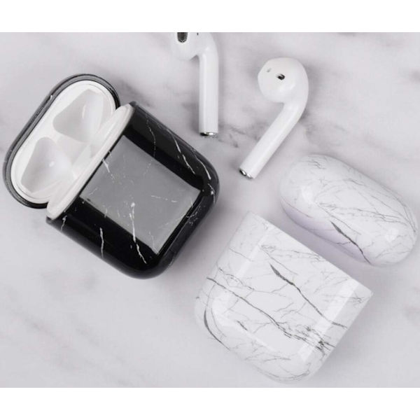 Til AirPods 1 og 2, Beskyttelsesmodul Kompatibel Blød Marmor Mønster PC Holdbar Stødsikker Bumper Skal Defender, Marmor Korn