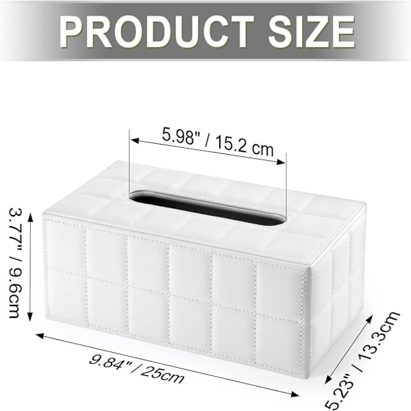 Rektangulär läder servettlåda White