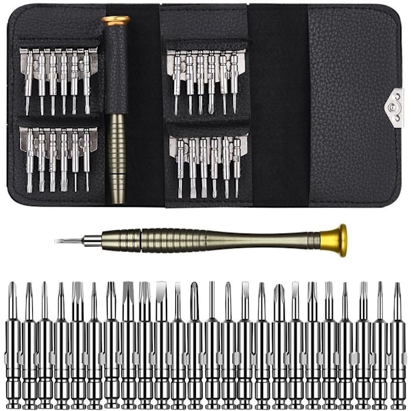 Mini Precision Skruvmejsel 25 i 1 Skruvmejsel Kit Reparationsverktyg för iPhone, Laptop, Klocka, Smycken, Leksaker, Glasögon etc Skruvmejsel Kit Set med Leathe