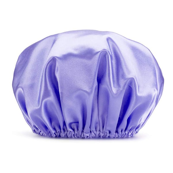 2 stk Dusjhette Badehette Vanntett Dusjhette Elastisk Vanntette Dusjhetter for Damer Spa Salong Lilla + Mørk Blå