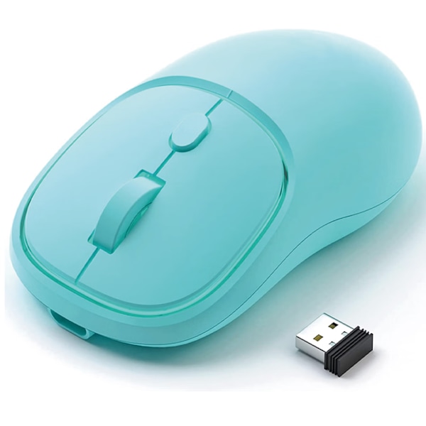 Blå Ladbar Trådløs Mus, Stille Datamus, 2.4G Stabil Trådløs Mus med LED-lys, Bærbar Type C Mus med Port for Windows, Mac