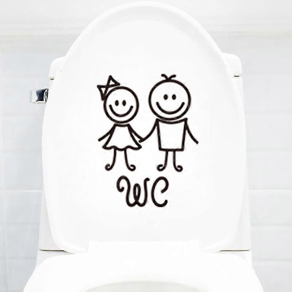 Toalett Smiley Face Dekal Roliga Badrum Kök Väggdekaler Toalettsits Dekal Väggkonst DIY Mural Dekor WC logo 13 * 17cm
