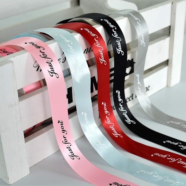 Satinband med trycket 'Just for You' - Bröllop, Födelsedag, Alla hjärtans dag, Blomsterarrangemang, Presentinslagning - Blå (3cm Bred x 41m Lång)
