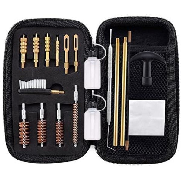 Universal Handgun Cleaning Kit for .22,.357,.38,9mm,.45 Caliber - Bronze Bore Brush and Brass Adapter