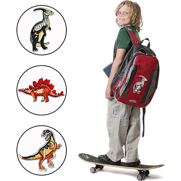 Set med 14 st Strykapplikationer för Kläder, Dinosaurie Strykapplikationer för Barn, Sy-på Applikationer för Barn, Knäförstärknings Strykapplikationer för Barn