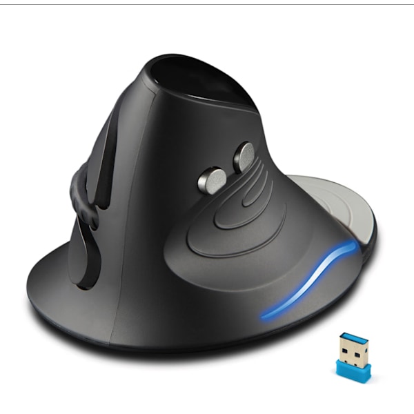 Trådlös mus, 2,4 GHz ergonomisk vertikal mus med nano-mottagare, avtagbart handledsstöd, justerbar DPI, för stationär dator, PC, bärbar dator