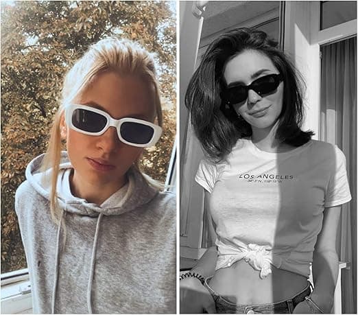 2 st Rektangulära Solglasögon Skydd Retro Körglasögon för Kvinnor