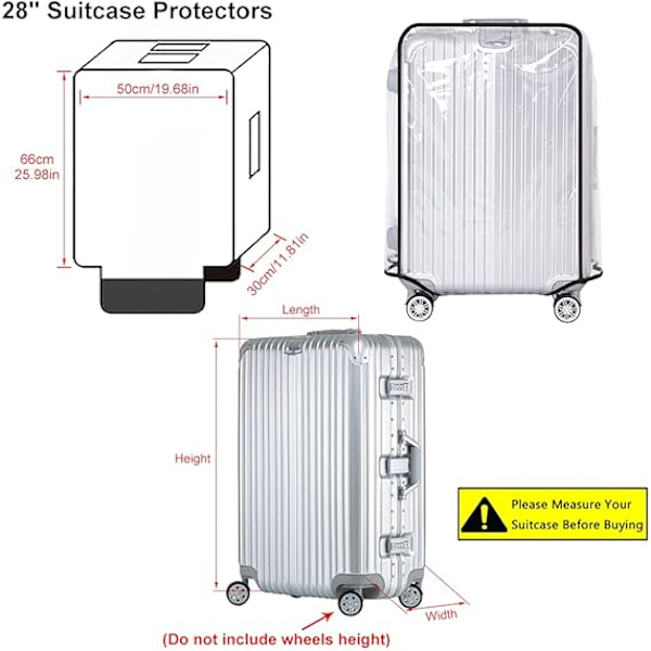 Klar PVC Kuffert Cover, 20 Tommer Transparent PVC Vandtæt Kuffert Cover Beskyttere PVC Bagage Beskyttende Dæksler til Kuffert Rejsebagage