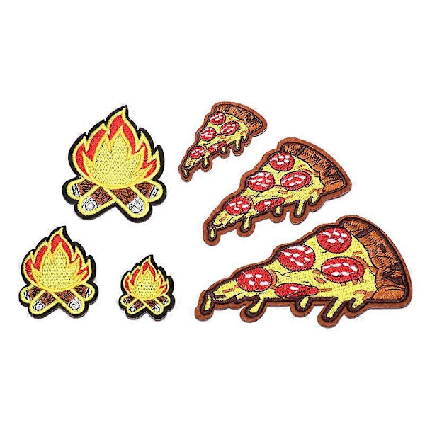 Et sæt med 6 nye bedst sælgende pizza broderi stofmærker mode tøjtilbehør computer broderi stofmærker