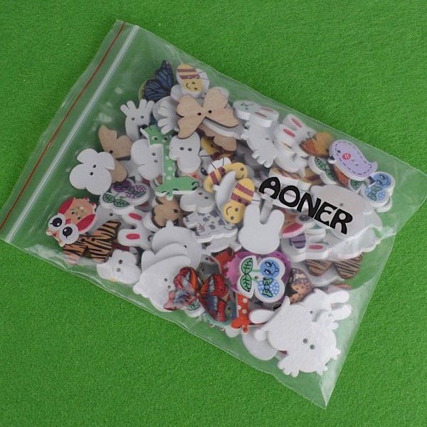 100 stk Fargerike Assorterte Treknapper med 2 Hull for Syarbeid, Album og Scrapbooking