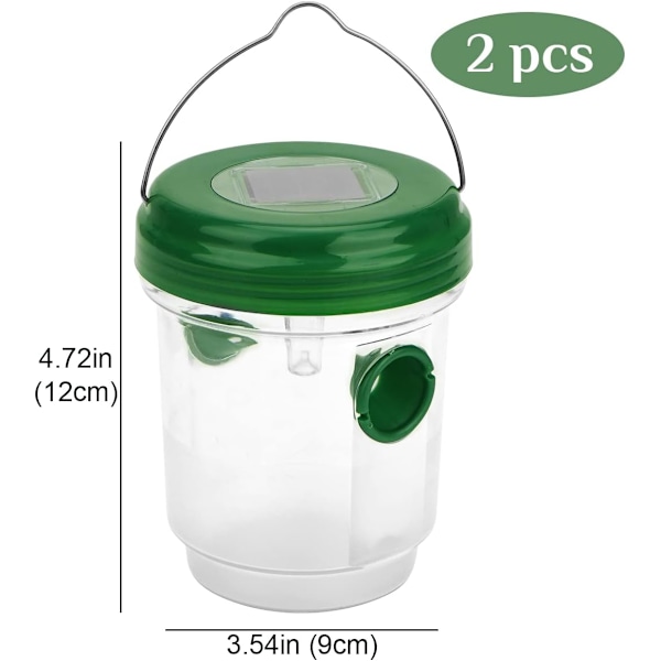 2x plast insektsfällor - hängande getingfälla - levande fälla för getingar, flugor och bålgetingar - effektivt skydd mot getingar (02 stycken - transparent 13