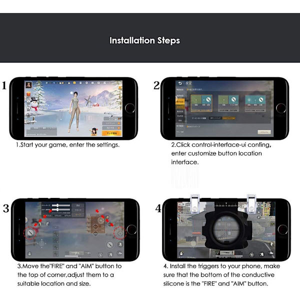 PUBG Mobile Game Controller,L1R1 Mobile Game 6 Fingers Trigger Sensitive Keys for Shooting and Aiming for PUBG/Rules of Survival/Knives Out för Andr