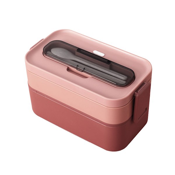 Bento Lunch Box-sett, 1600 ML Lunchboks med Bestikk - 19,5 cm Lengde × 11,5 cm Bredde × 11,5 cm Høyde, Lekkasjesikker Bentoboks for Piknik, Arbeid, Snacks, Mikrobølgeovn