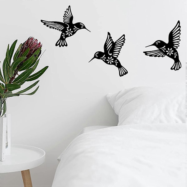 3 Stykker Metal Vægkunst - Kolibri Vægdekoration - Smedejerns Kolibri Vægdekoration - Kolibri Skulptur Dekoration til Køkken Terrasse Altan Være