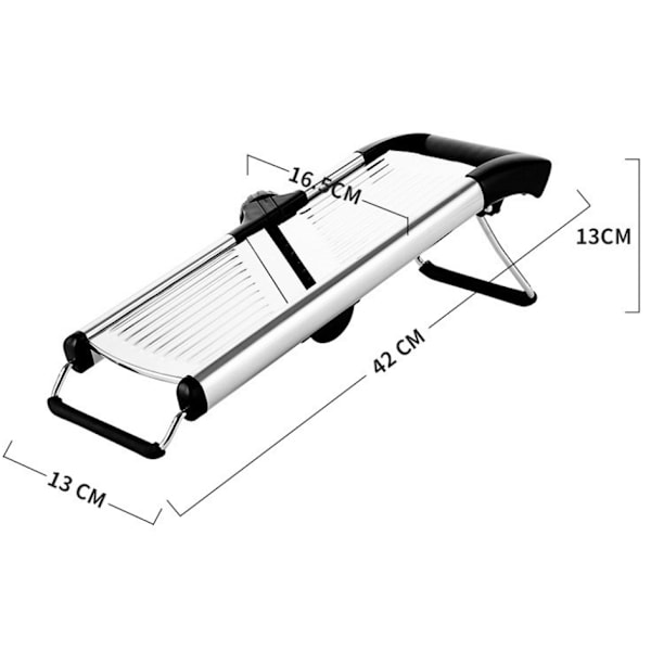 Professionell köksmandolin i rostfritt stål, justerbar multifunktionsmandolin, med handskydd och säkerhetshandskar, för grönsaker, potatis, lök