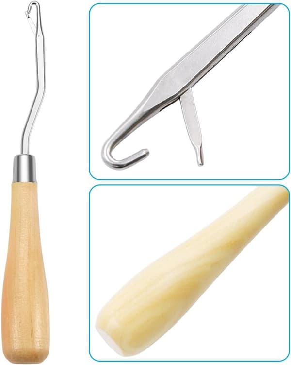 Sæt med 6 Latch Hook-nåle, Hårextensionsnål til Mikrofletninger Dreadlocks Vedligeholdelse, Måtter - 3 Buede Trækroge, 3 Lige Plastikkroge