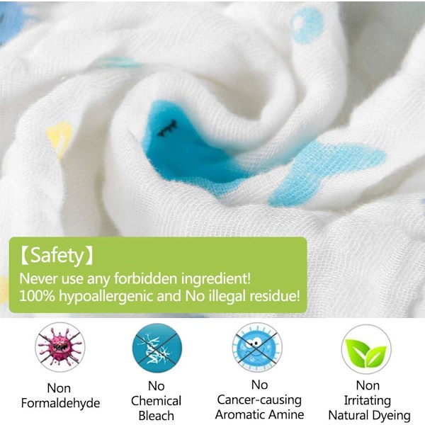 Pakke med 10 (30 x 30 cm) Babyhåndklær, Muslin Babyvask, Naturlige Lommetørklær Gjenbrukbare Våtservietter, Vaskeservietter Organiske Håndklær for Nyfødt Baby Sensitiv