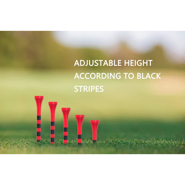 Bambus Golftee 83mm Pakke med 100, Rød Farge, Golf Stripe tee bambus spiker Stripe stil golf tee 70mm ballholder