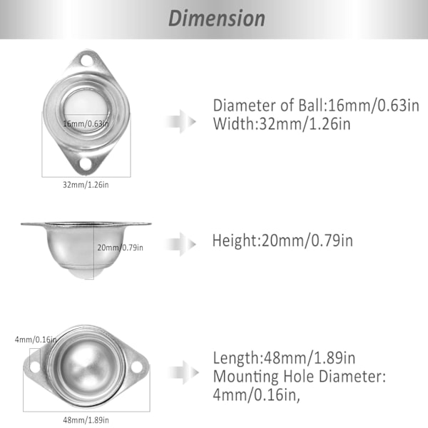 PCS Ball Caster Transfer Bearing Conveyor Casters Furniture Casters Nylon Ball Caster Transfer Ball Casters för transportör, transmission, möbler