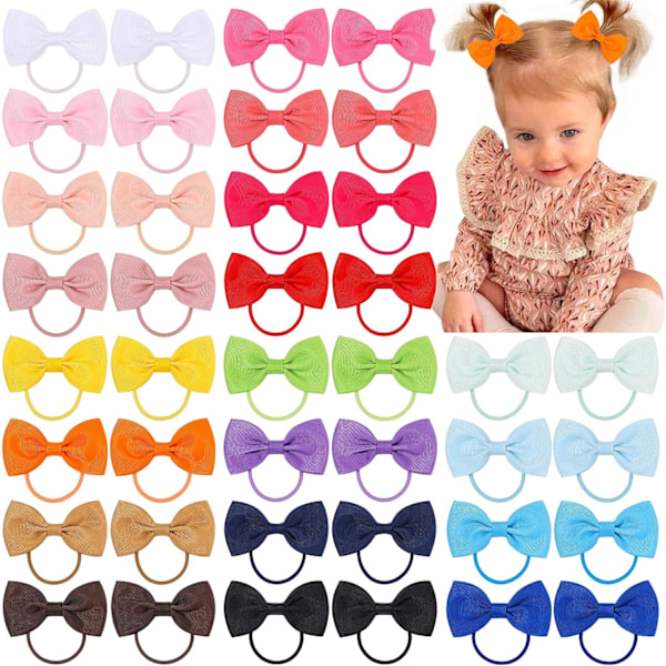 40 st 2,75\" Baby Girls Hårrosett Band Slips Gummi Band Slips Rosetter för Tonårsflickor Barn Baby Spädbarn Barn