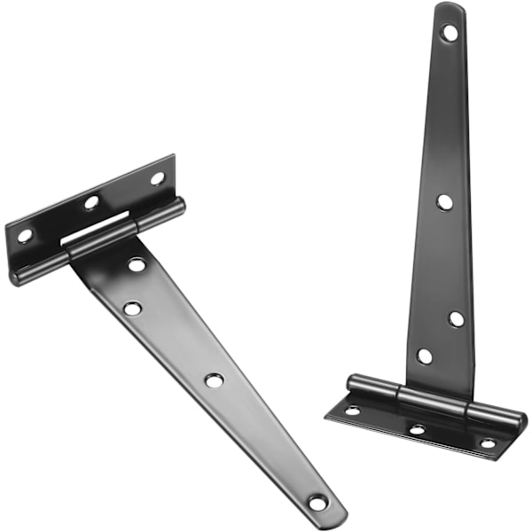 Sett med 2 T-hengsler, Svart låvedørs hengsel, Dørhengsler, Rustfritt stål flat hengsel for porter, hageskurer, skap - 8 tommer