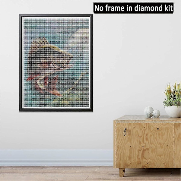 30x40cm 5D Diamantmålning Fisk, DIY Diamantmålning Djur Korsstygn Broderi, Diamantmålning Komplett Kit Vardagsrum Sovrum Hantverk för Hem W