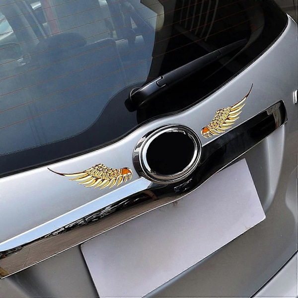 3D Vingar Dekaler 1 Par Guld Metallic Auto Metall Dekal Biltillbehör