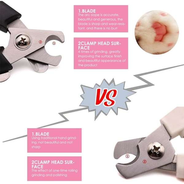 Rosa kattunge nagelklippare, katt nagelklippare, hund nagelklippare, hund nagelklippare med nagelfil, rostfritt katt nagelklippare, nagelklippare för valpkit