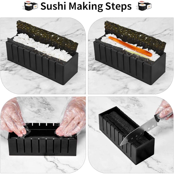 Sushi Maker Kit 10PCS Sushi Formar Sushi Förberedelse Kit Set Ris Rulle Sushi Kit Sushi Maker DIY Kök Komplett Set Lämplig för Nybörjare