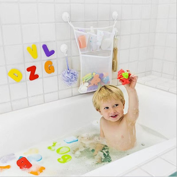 Baby Badeleketøy Organizer, Lekeoppbevaringspose for Bad og Badekar, Mesh Oppbevaringsnett for Dusjtilbehør
