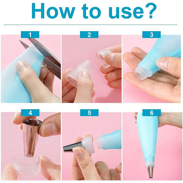 21-delt Sett med Sprøytetips, Sprøytetupper, Gjenbrukbar Sprøytebase, Sprøyteposekobling, Blomsternagler, Lommepose, DIY-sett Tilbehør til Kakedekorering.