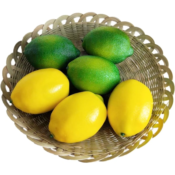 6 st konstgjorda frukter för dekoration, falsk lime, simulerade frukter och grönsaker, hem och kök dekor konstgjord lime