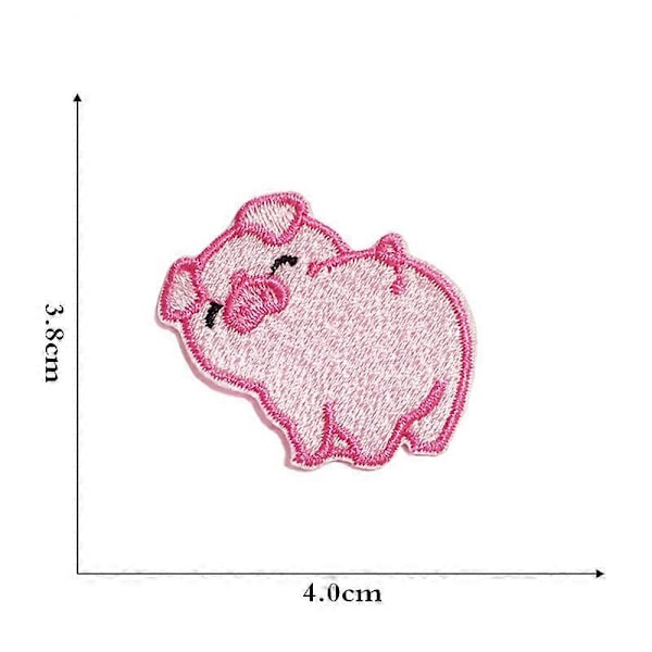 Set med 14 nya söta rosa gris broderi klistermärken broderi tyg klistermärken LOGO klädlappar broderi märke
