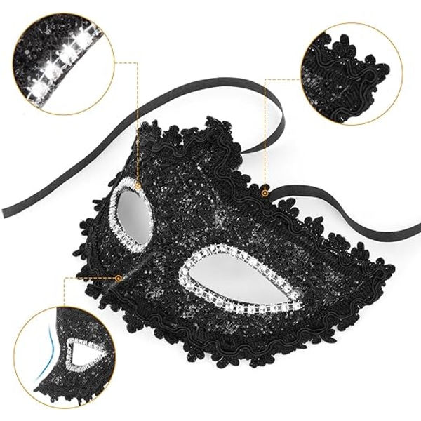 Lady Luck Venetiansk Maske til Mænd, Venetiansk Mascara Lace Maske Prom Halloween Fest