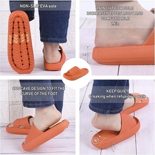 Slidesandaler med sulans längd 26 cm, damtofflor, herrtofflor, sommarsandaler, halkfria badtofflor i plast, tofflor för pool och strand, tjocksulade