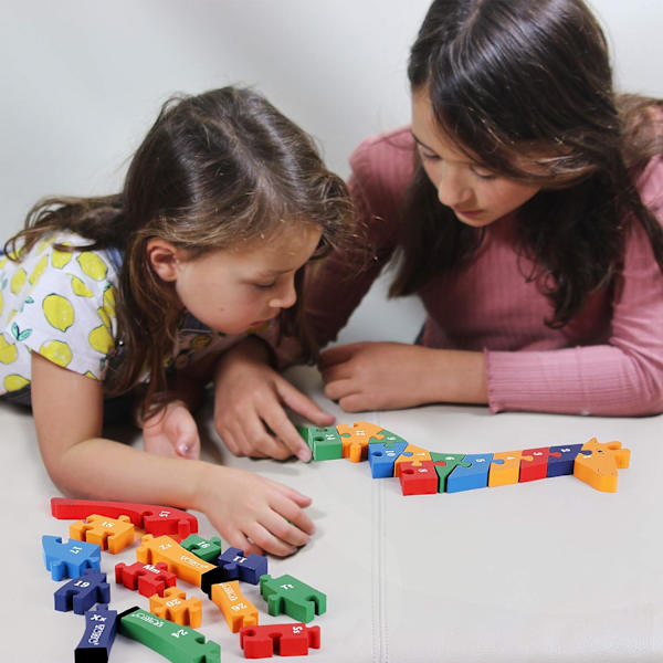 Träpussel Oxford giraff med siffror och bokstäver - pedagogisk leksak 3 år för att lära sig att räkna Montessori - stort 3D-pussel 41 cm trästorlek