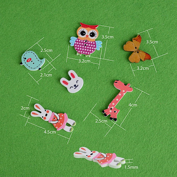 100 stk Fargerike Assorterte Treknapper med 2 Hull for Syarbeid, Album og Scrapbooking