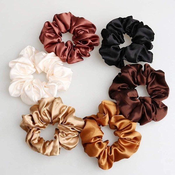 6 stk Hår, Satin Hår Elastikker Scrunchie Hårbånd Reb Scrunchie Scrunchie Farverige til Piger Kvinder