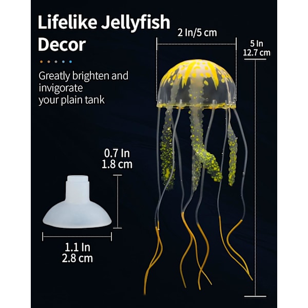 6 Glødende Maneter Dekorasjon for Akvarium Fiske Tank