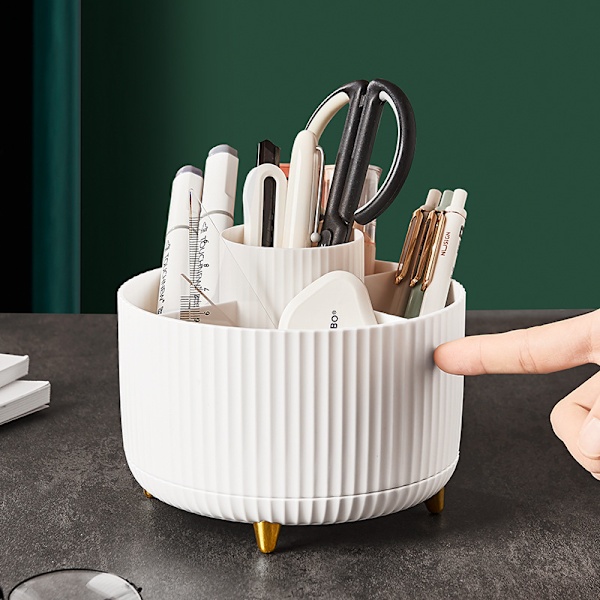 Elfenbensfarvet Kosmetik Organizer, 360° Drejelig Organizer, Bærbar Kosmetikboks, Multifunktionel Opbevaring, Kosmetikopbevaring til Soveværelse, Badeværelse, Klædeskab
