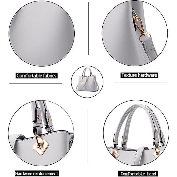 Hvid - Kvinders håndtasker trendy PU læder Tote Bags Skuldertasker Crossbody tasker Håndtaske